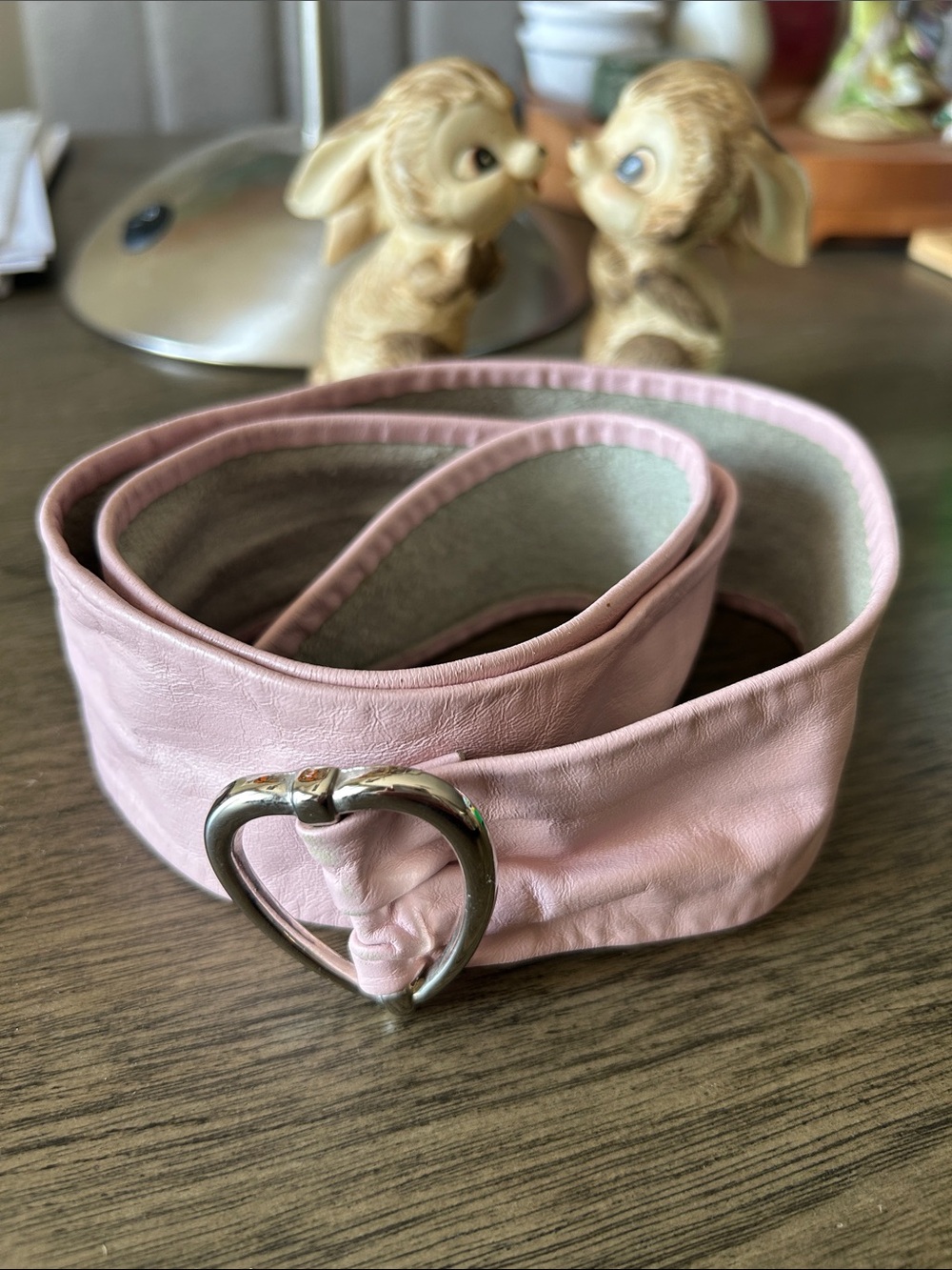 Vintage Pink Heart-Buckle Women’s Belt